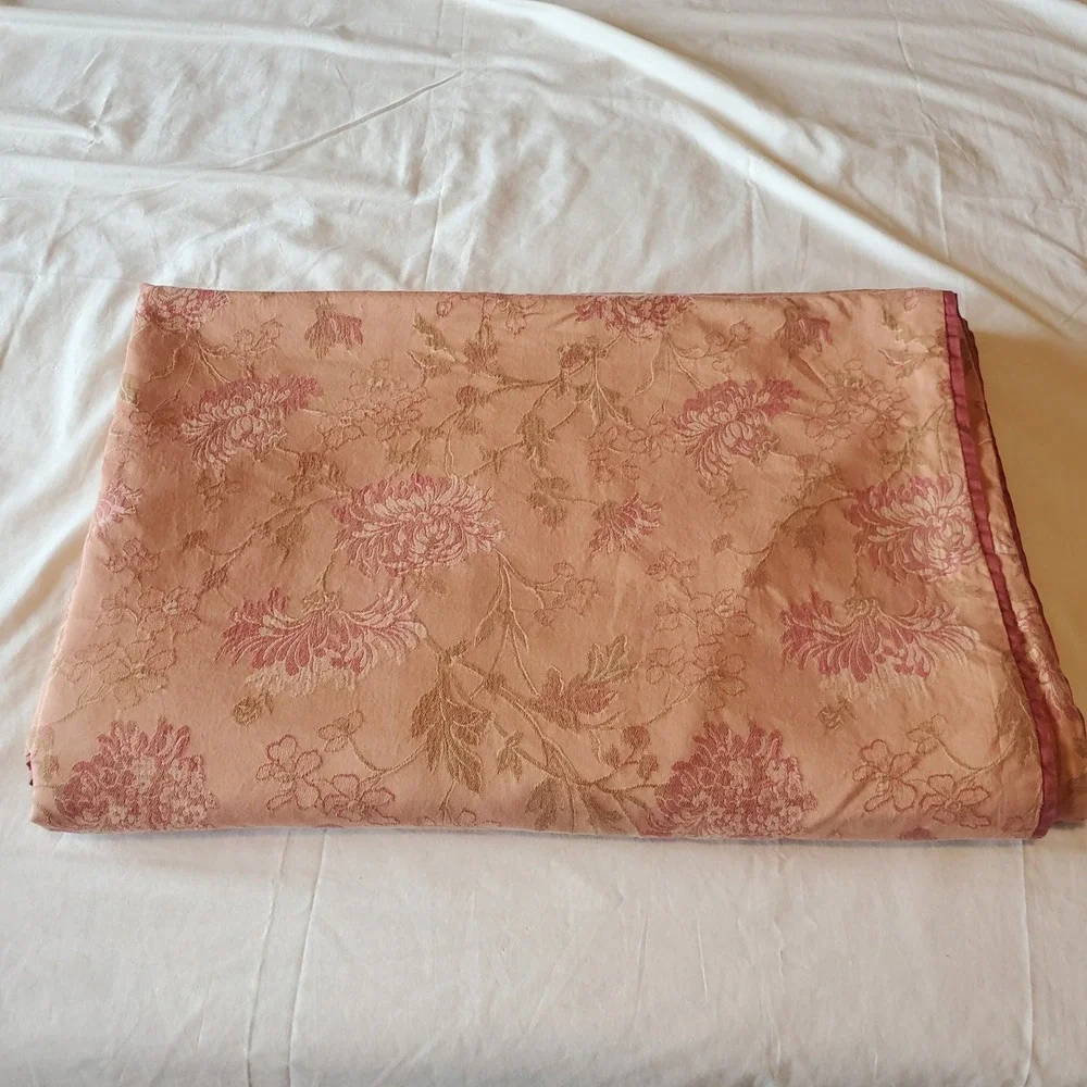 Pink Floral Jacquard Cotton Duvet Cover Queen 90x92 Reversible Rose Gold